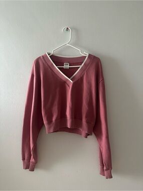 PINK Victoria's Secret Dusty Rose V-Neck Cropped Sweater
